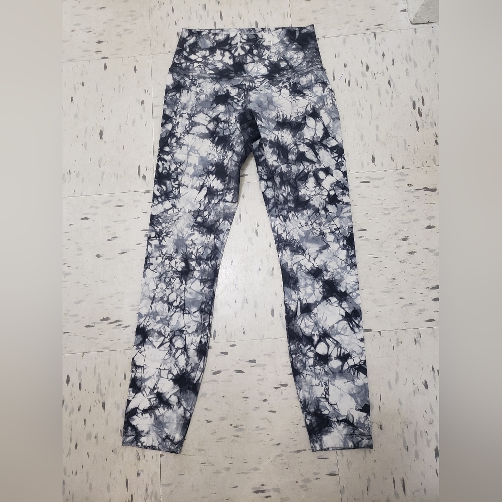 Lululemon Wunder Under High Rise Tight Womens 4 Gray Dual Shibori Luxtreme